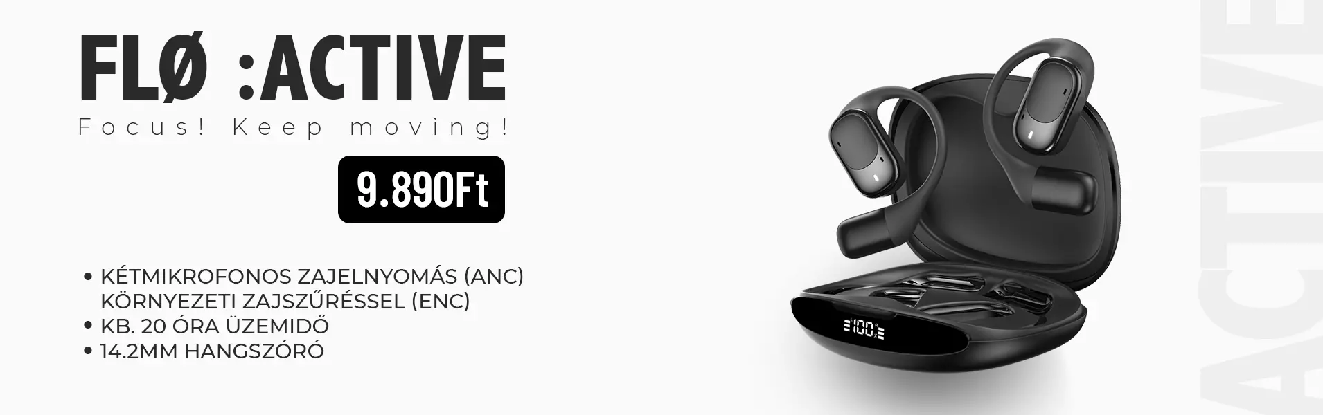 FLØ Active (FL-Y70) OWS fülhallgató kétmikrofonos zajszűréssel